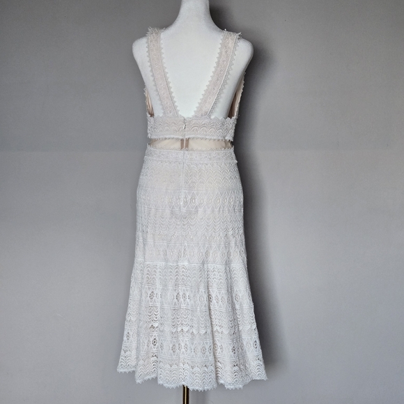 Tadashi Shoji ADELINA Unconventional Lace Floral Midi Dress Ivory Petal Size 4 - Picture 6 of 12